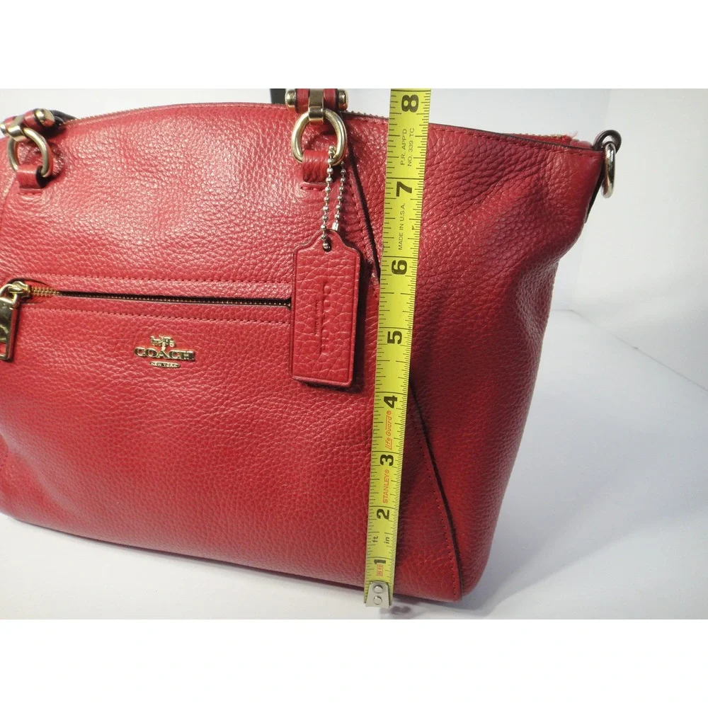Coach Prairie Satchel Red Pebble Leather Handbag Gold Hardware F79997 Women's